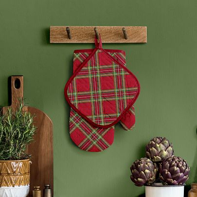 Комплект кухонный рогожка (прихватка + прихватка-рукавица) "Альпийская сказка"