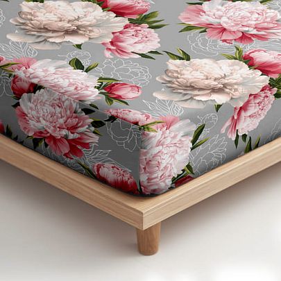 Простыня на резинке Унисон Прикосновение пиона