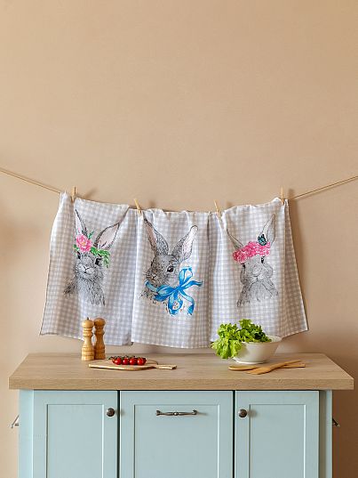Комплект вафельных полотенец "Rabbit", 3 шт.