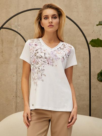 Футболка "Floral Shadow", белый, BeGood Футболка "Floral Shadow", белый, BeGood