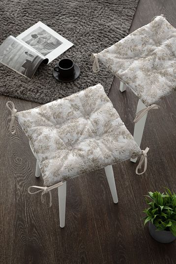 Комплект подушек на стул Унисон Бежевый жаккард