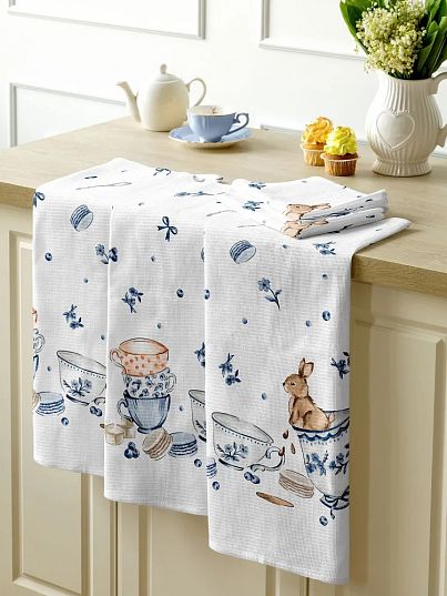 Комплект вафельных полотенец "Зайчики", Mia Cara