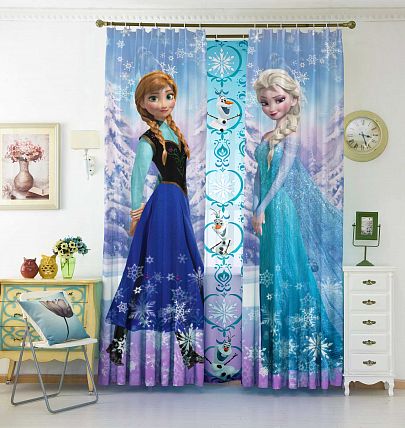 Комплект шторы + тюль "Холодное сердце", Непоседа