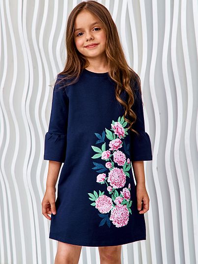 Платье Flower Темно-синий, Juno