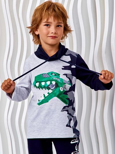 Лонгслив с воротником-хомут "ROBOREX", серый меланж, Juno Лонгслив с воротником-хомут "ROBOREX", серый меланж, Juno