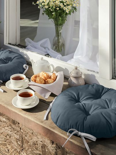 Подушка на стул с тафтингом круглая "Basic", графит, Унисон