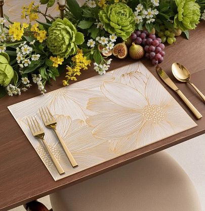 Комплект плейсматов Унисон Серые цветы