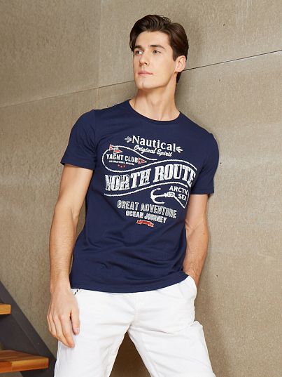 Футболка в морском стиле, темно-синий, BeGood