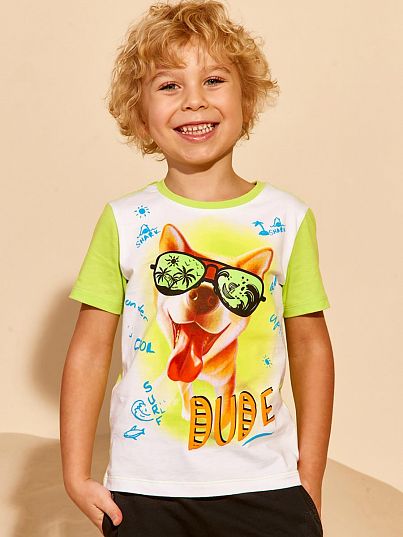 Футболка "SHARK SURFING", лайм, Juno