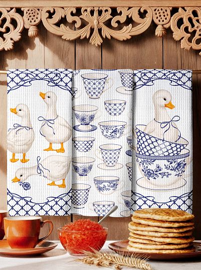 Комплект полотенец Унисон Гуси гжельские