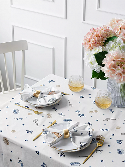 Комплект: скатерть рогожка + 6 салфеток "Зайчики", Mia Cara