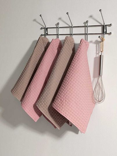 Комплект вафельных полотенец, капучино/пыльная роза, Mia Cara