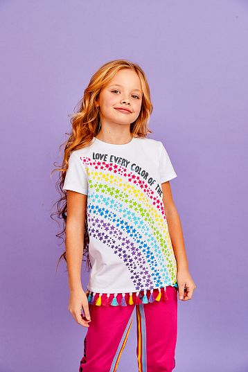 Футболка с бахромой "Sweet Rainbow", Juno