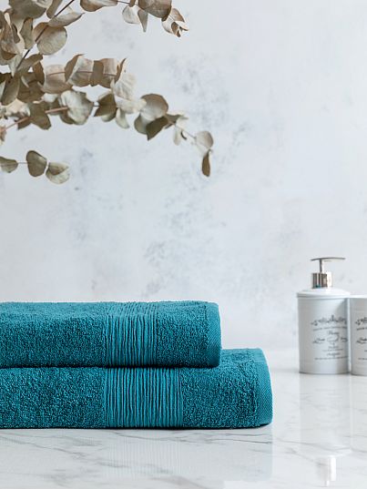 Комплект махровых полотенец "Carlton", сине-зеленый, Унисон