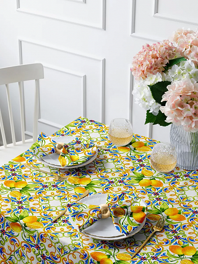 Комплект: скатерть рогожка + 6 салфеток "Lemonade", Mia Cara