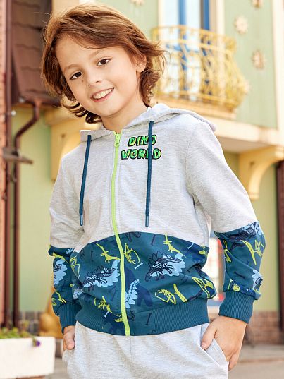 Худи JURASSIC WORLD Серый меланж Дино, Juno