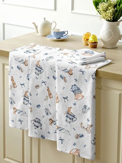 Комплект вафельных полотенец "Зайчики", Mia Cara