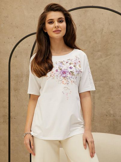 Футболка "Floral Shadow", белый, BeGood Футболка "Floral Shadow", белый, BeGood