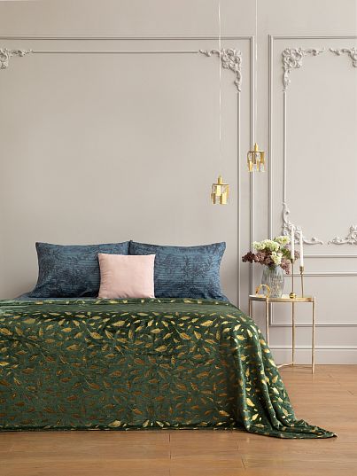 Плед Mia Cara Дезидерио олива золотые листья