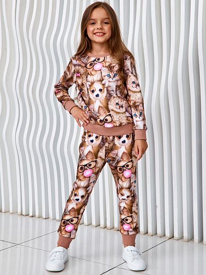 Брюки "FLUFFY FRIENDS", бежевый, Juno