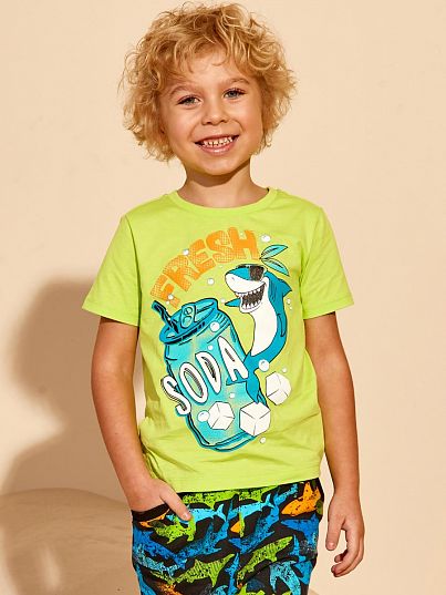 Футболка "SHARK SURFING", лайм, Juno