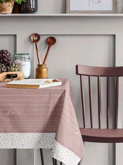 Комплект скатерть рогожка + 6 салфеток "Love", Унисон