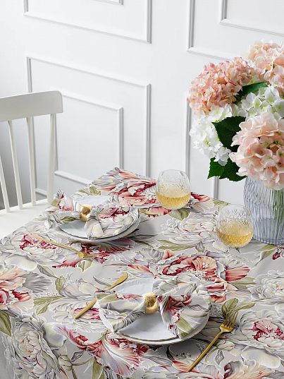 Комплект (скатерть + 6 салфеток) "Душистый пион", Mia Cara