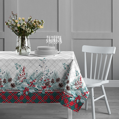 Комплект скатерть рогожка + 6 салфеток "Celebration/Cell"