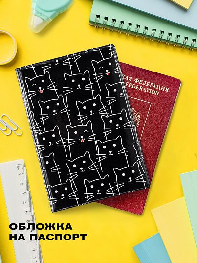 Обложка для паспорта Crazy Getup Black cats