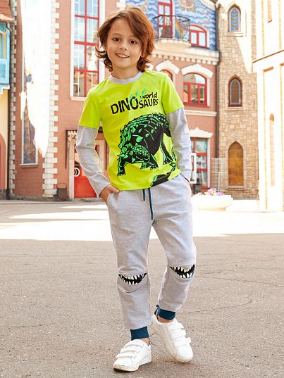 Брюки JURASSIC WORLD Серый меланж, Juno