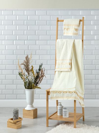 Комплект махровых полотенец "Кобортма", молочный, Унисон