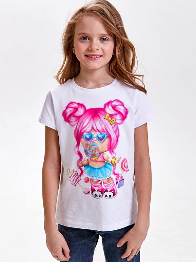 Футболка "Куколка-сладкоежка", белый, Juno