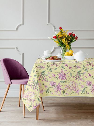 Комплект скатерть рогожка + 6 салфеток "Meadow Flowers", Mia Cara