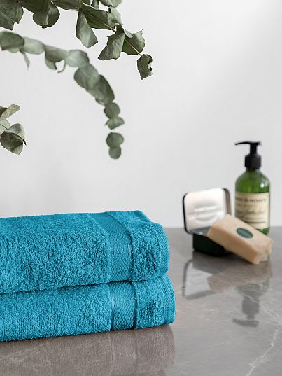 Комплект махровых полотенец "Ritz", темно-бирюзовый, Унисон