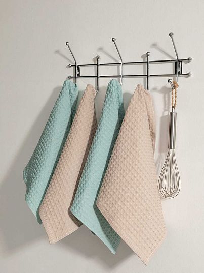 Комплект вафельных полотенец, кремовый/мятный, Mia Cara